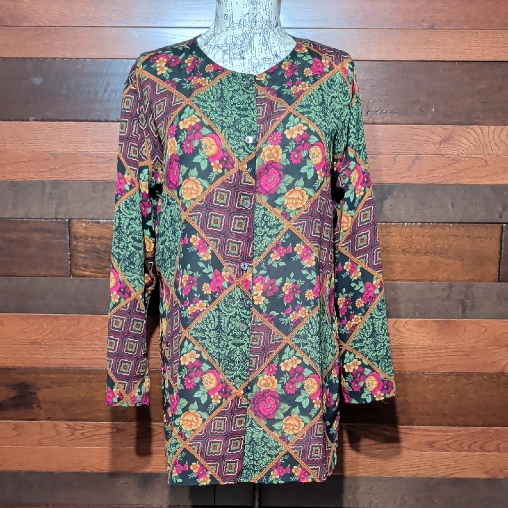 Nira Nira Floral Patchwork Long Sleeve Dress